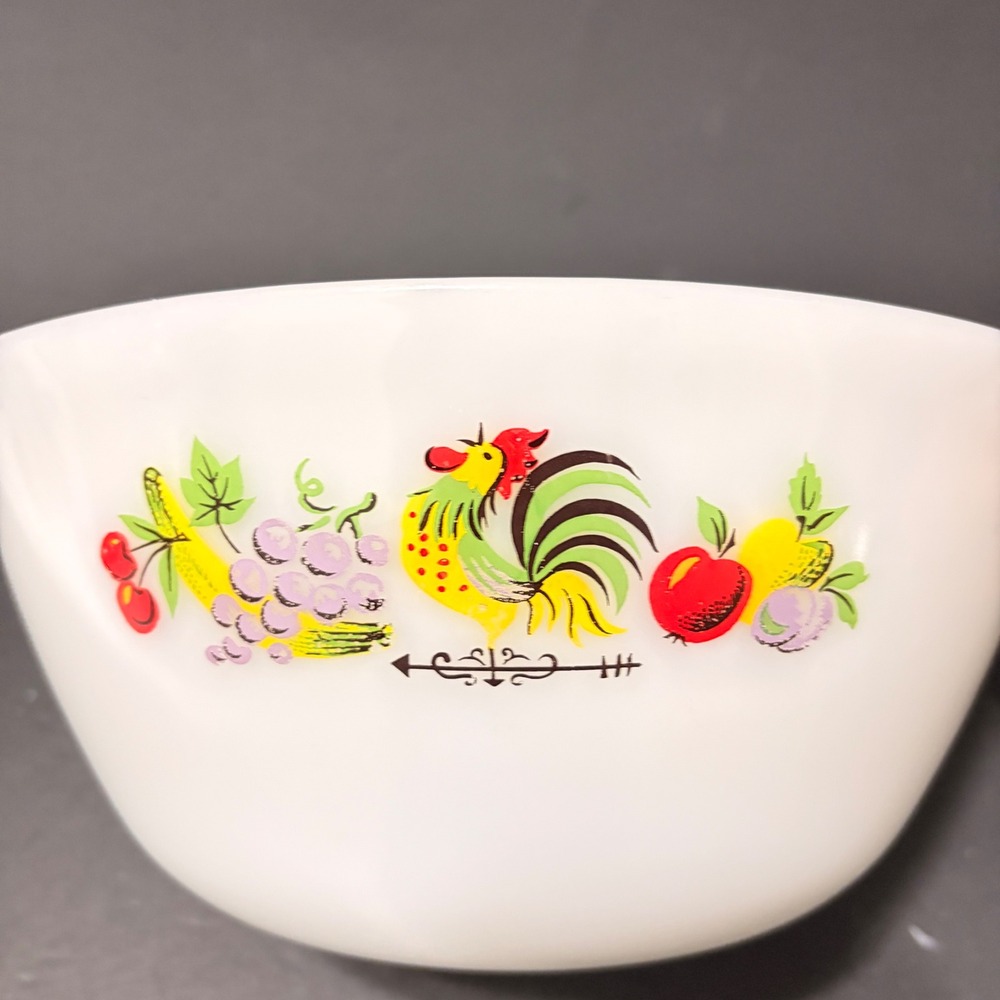 Vintage Anchor Hocking Fire King Chanticleer Milk Glass Mixing Bowl 11.75" x 10" - Picture 3 of 16